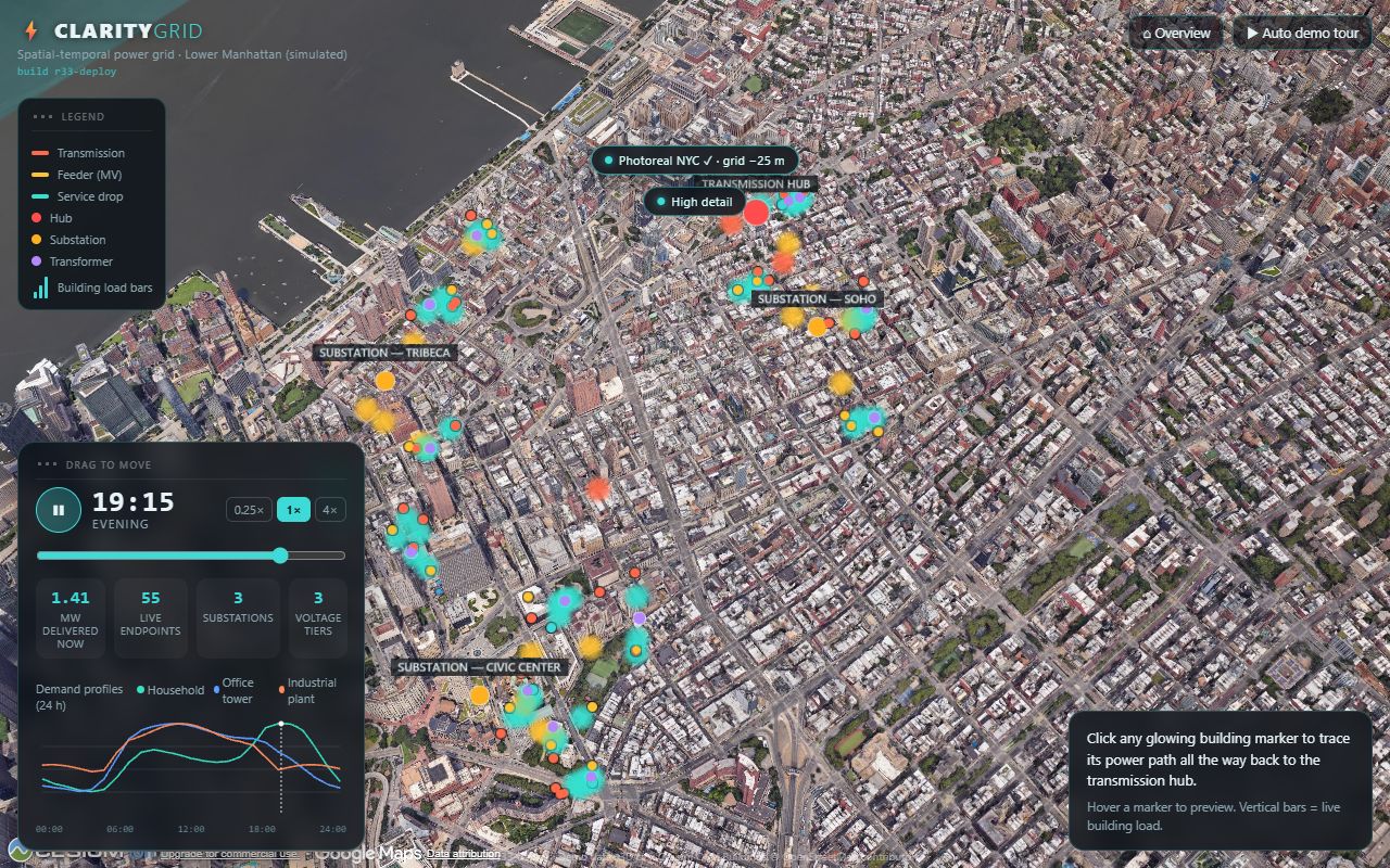 ClarityGrid — Power Flow Digital Twin — live interface